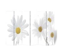 Room Divider 217x170 cm Pink PVC Solid Fir Wood Folding Double-Sided Print Decor