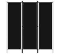 Room Divider 3-Panel Black 150x180 cm Polyester Fabric Iron Frame Foldable Home