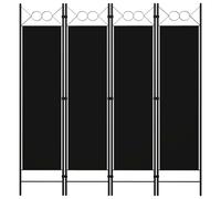 Room Divider 3-Panel Black Fabric & Powder-Coated Iron 160x180 cm Privacy Decor