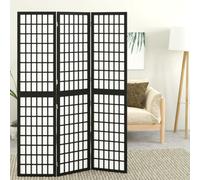 Room Divider 3-Panel Black Solid Fir Wood Shoji Screen 120x170 cm Japanese Fold