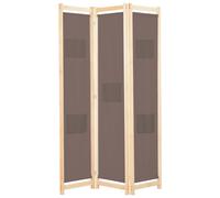 Room Divider 3-Panel Brown 120x170cm Fabric & Solid Fir Wood Folding Screen Fold