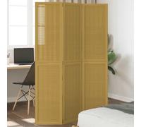 Room Divider 3-Panel Brown Bamboo & Paulownia Wood 40x180cm Folding Screen Tall