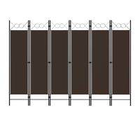 Room Divider 3-Panel Brown Fabric & Powder-Coated Iron 240x180cm Circle Top Slim