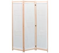Room Divider 3-Panel Cream Fabric & Fir Wood 120x170x4 cm Folding Privacy Screen