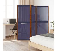 Room Divider 3-Panel Dark Blue Acacia Wood Textilene 210x180cm W Indoor/Outdoor