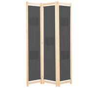 Room Divider 3-Panel Grey Fabric on Fir Wood Frame 120x170x4 cm Privacy Folding