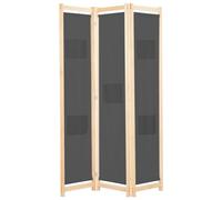 Room Divider 3-Panel Grey Fabric on Fir Wood Frame 120x170x4 cm Privacy Folding