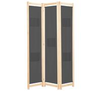 Room Divider 3-Panel Grey Fabric with Fir Wood Frame 120x170x4 cm Folding Screen