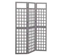 Room Divider 3-Panel Grey Solid Fir Wood Folding Trellis Screen 121x180 cm Patio