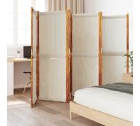 Room Divider 3-Panel Light Grey Acacia Wood Textilene Privacy Screen 210x180 cm
