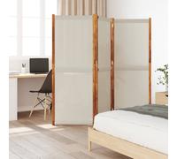 Room Divider 3-Panel Light Grey Textilene & Solid Acacia Wood 210x180 cm Privacy