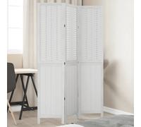 Room Divider 3-Panel White Bamboo & Paulownia Wood 40x180cm Folding Slim Screen