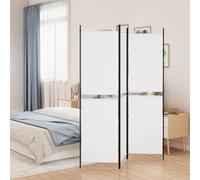 Room Divider 3-Panel White Fabric & Iron Foldable Privacy Screen 150x180cm Style