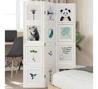 Room Divider 3-Panelled White Solid Paulownia Wood 40x160cm Panels Photo Frames