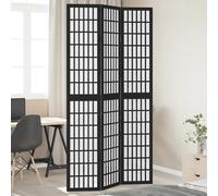 Room Divider 3Panel Black Paulownia Wood 40x220cm Folding Privacy Screen Indoor