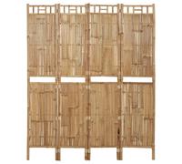 Room Divider 4-Panel Bamboo Natural 160x180 cm Foldable Privacy Screen Tropical
