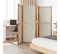 Room Divider 4-Panel Light Grey Solid Acacia Wood Textilene 280x180 cm Versatile