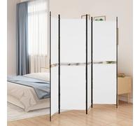 Room Divider 4-Panel White Fabric Iron Frame 200x180cm Foldable Screen Privacy