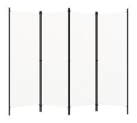 Room Divider 4-Panel White Fabric & Powder-Coated Iron 200x180 cm Foldable Light