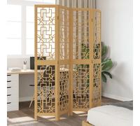 Room Divider 4 Panels 145 x 1.6 x 200 cm Brown Solid Wood Paulownia