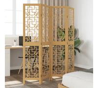Room Divider 4 Panels Solid Paulownia 145 x 1.6 x 180 cm Brown Wood