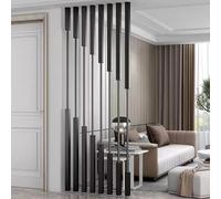 Room Divider, 5/8pcs Black Partition Post, DIY Privacy Screen Column for Doorway Studio Apartment, Freestanding Paravent Separator Panels, Customizable Size(8pcs-B,150cm/59in/4.9ft)