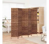 Room Divider 5-Panel 205x180cm Brown Water Hyacinth Woven Rustic Foldable Screen