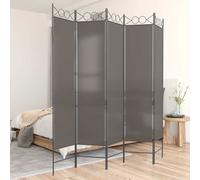 Room Divider 5-Panel Anthracite 200x220cm Polyester Iron Foldable Screen Decors