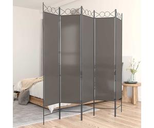 Room Divider 5-Panel Anthracite 200x220cm Polyester Iron Foldable Screen Decors