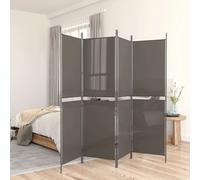Room Divider 5-Panel Anthracite Fabric & Iron 250 x 220 cm Foldable PrivacyDecor