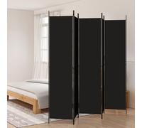 Room Divider 5-Panel Black Fabric & Iron 250x220cm Foldable Privacy Screen Now