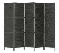vidaXL 5-Panel Room Divider - Black Water Hyacinth Privacy Screen, 193x160 cm (Product Code 247352)