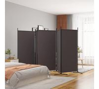 Room Divider 5-Panel Brown Fabric 433x180cm Foldable Privacy Screen for Home Use