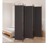 Room Divider 5-Panel Brown Polyester Fabric & Iron 300x220cm Eco Foldable Screen