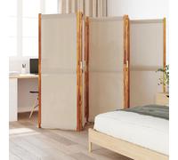 Room Divider 5-Panel Taupe 350x180cm Solid Acacia Wood Textilene Screen Outdoor