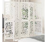 Room Divider 5-Panel White 175-180x160cm Paulownia Wood Decorative Screen Indoor