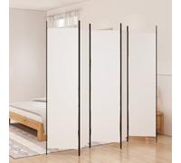 Room Divider 5-Panel White 250x200cm Polyester Fabric & Iron Foldable Screen UK