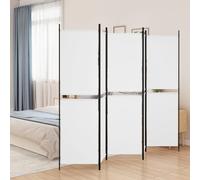 Room Divider 5-Panel White Fabric 250x200cm Foldable Privacy Screen Linen-Effect