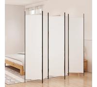 Room Divider 5-Panel White Fabric & Iron Home Foldable Privacy Screen 250x200 cm