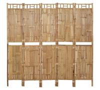 Room Divider 5Panel Bamboo Natural Slatted 200x180cm Foldable Privacy Screen Eco