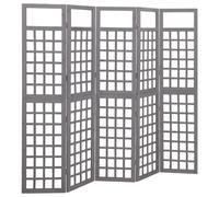 Room Divider 5pc Solid Fir Wood Trellis Grey 201.5x180cm Folding Climbing Indoor