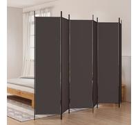 Room Divider 6-Panel Brown Fabric Iron Frame 300x200cm Foldable Privacy Screens
