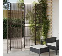 Room Divider 6-Panel Brown Poly Rattan Folding Screen 294x200 cm Indoor/Outdoor