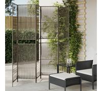Room Divider 6 Panel Grey Poly Rattan Screen 294x200cm Folding Privacy Portable