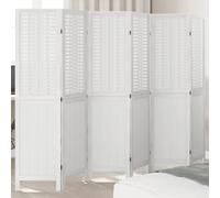Room Divider 6-Panel White Bamboo & Paulownia Wood 210x160cm Indoor FoldablePro
