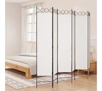 Room Divider 6-Panel White Fabric 240x200 cm Foldable Privacy Screen Modern Home