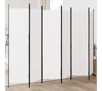 Room Divider 6-Panel White Modern Fabric Iron Foldable Privacy Screen 150x200 cm