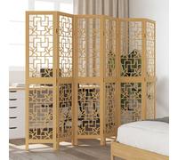 Room Divider 6 Panels 215 x 1.6 x 180 cm Brown Solid Wood Paulownia