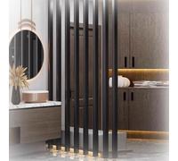 Room Divider 8-Pack Adjustable 70-240cm Floor-to-Ceiling Privacy Separator No Drill Installation Wooden Slats Temporary Walls Black (110x160 cm)