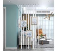 Room Divider Adjustable Wooden Slats Wall Post Privacy Screen for Bathroom/Balcony/Staircase/Entrance Decorative Grid Stylish Partition Versatile Separator